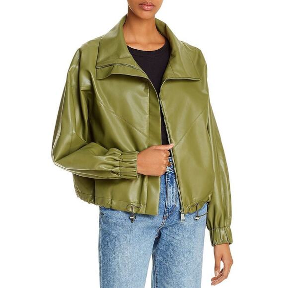 Aeron MOSS Women's Portia Bat Wing Faux Leather Bomber Jacket, EU 38 - Picture 2 of 5